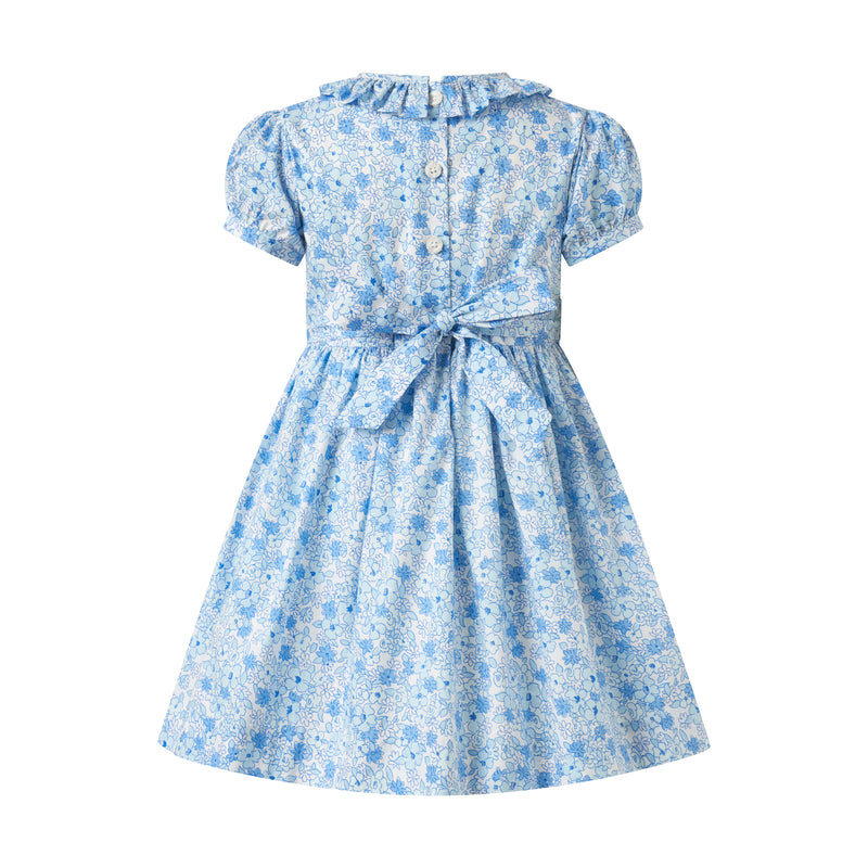 Blue Frill Collar Floral Dress