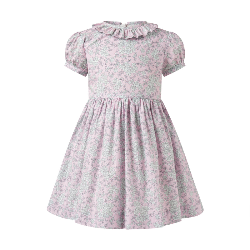 Pink Frill Collar Floral Dress