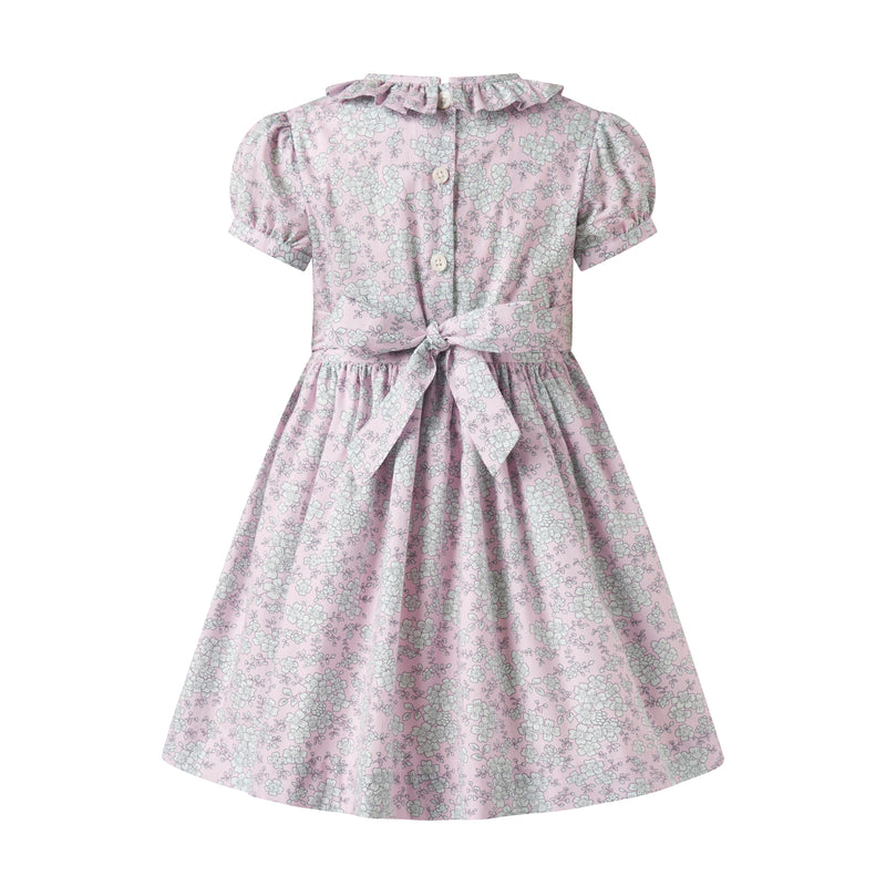 Pink Frill Collar Floral Dress
