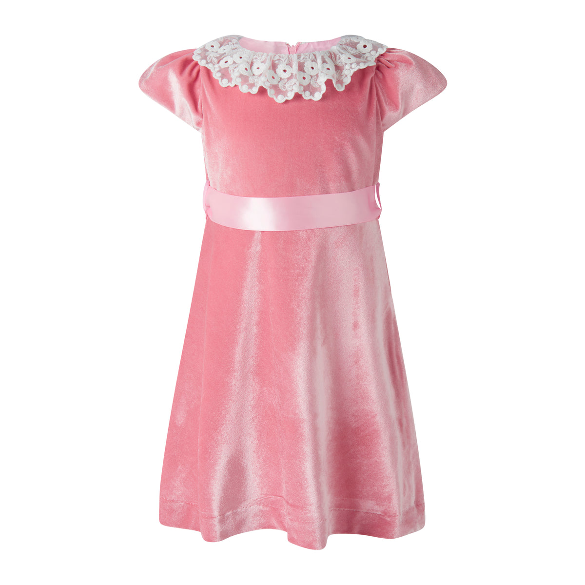 Pink Lace Collar Velvet Dress