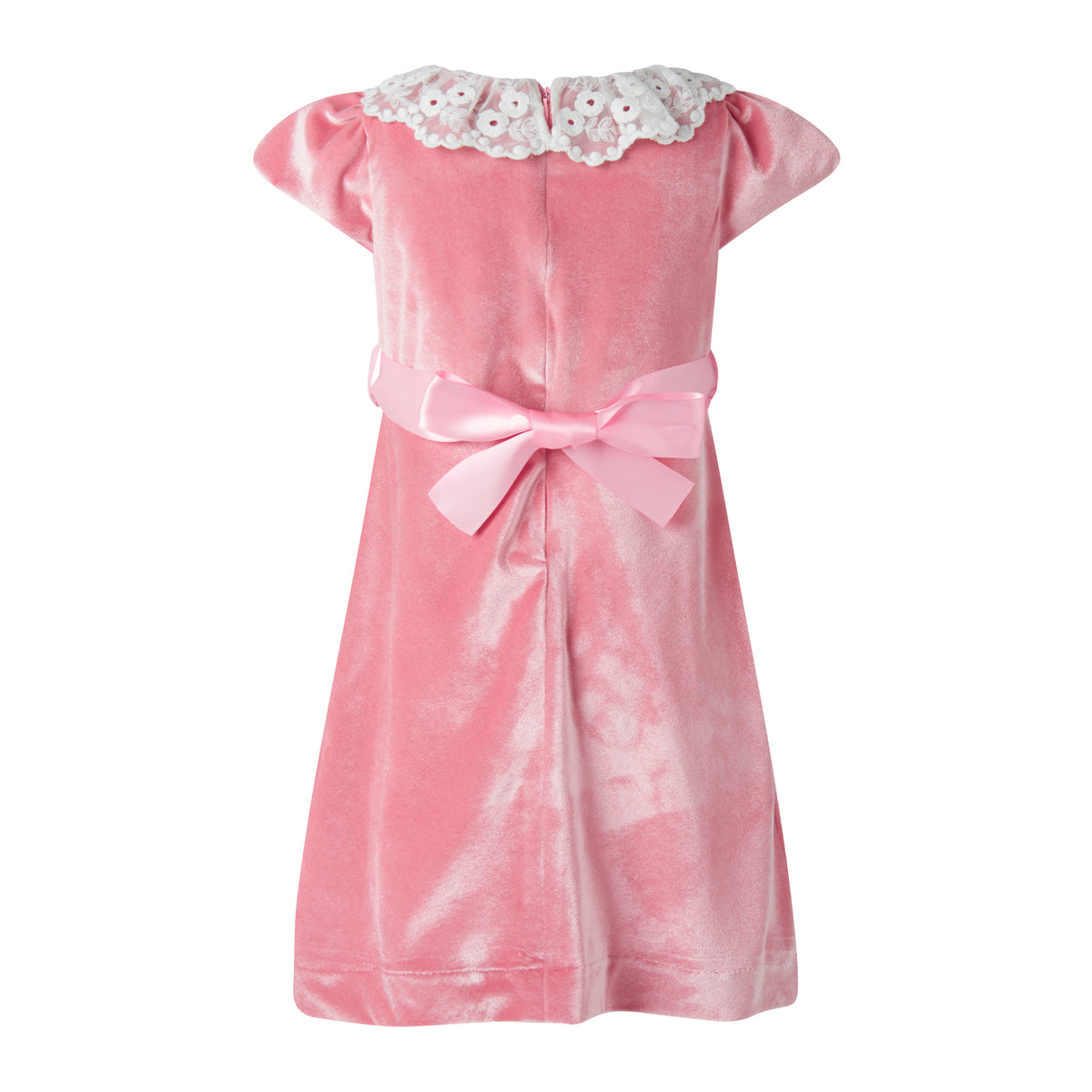 Pink Lace Collar Velvet Dress
