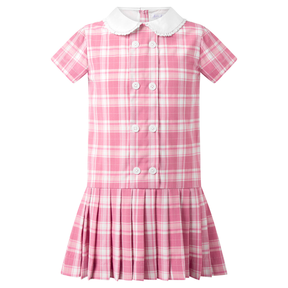 Pink Check Pleated Dress