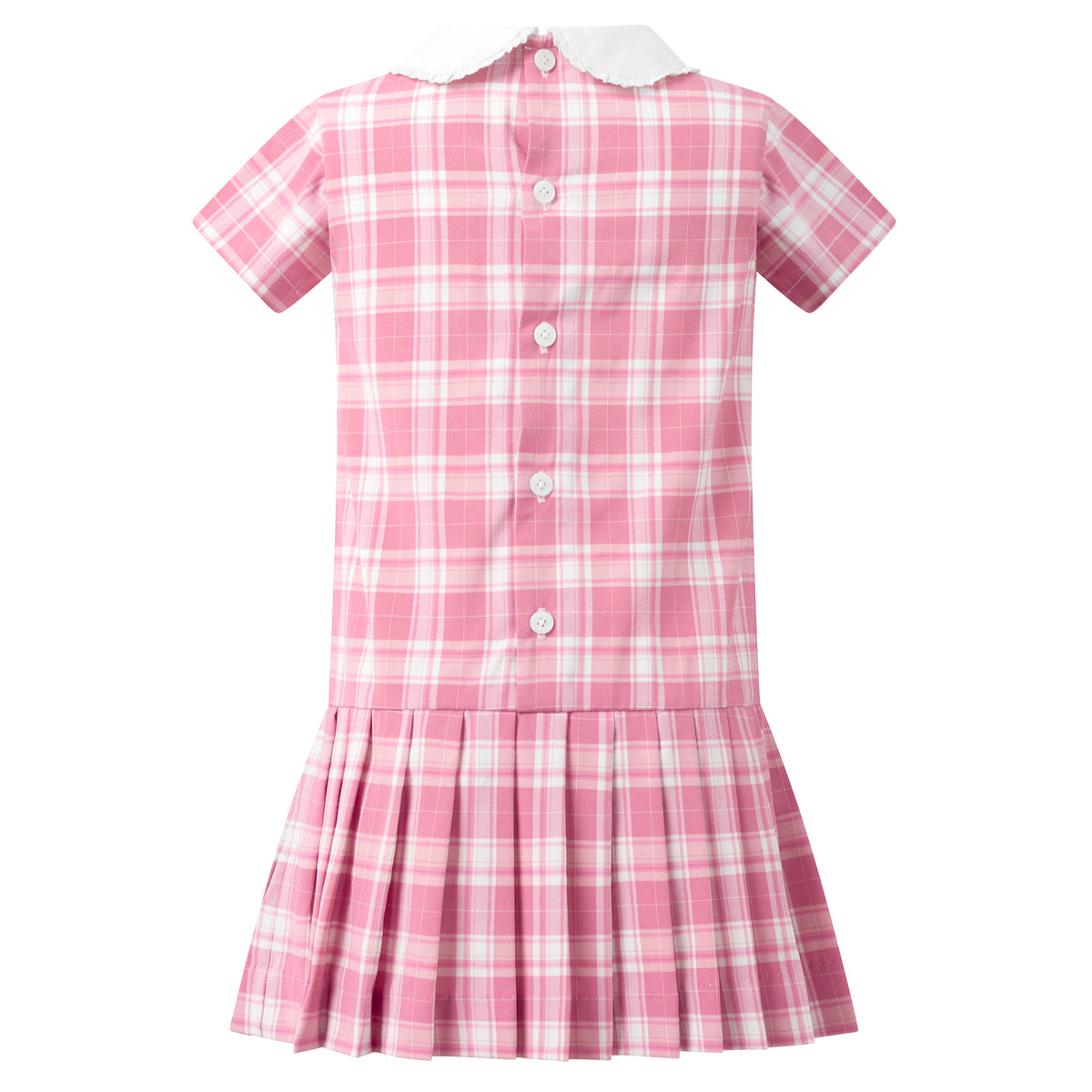 Pink Check Pleated Dress