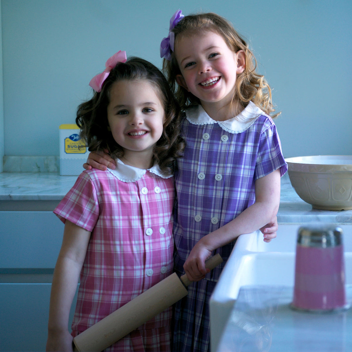 Purple Check Pleated Dress