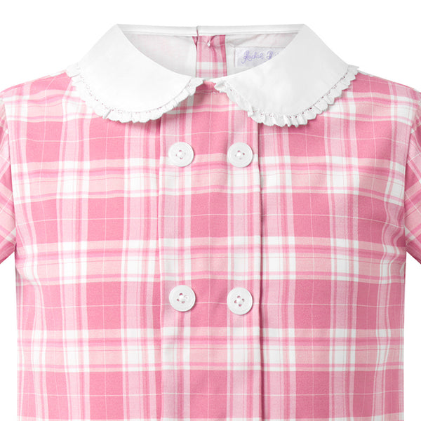 Pink Check Pleated Dress