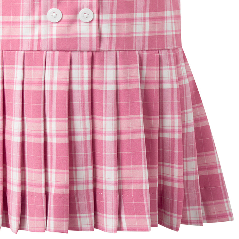 Pink Check Pleated Dress