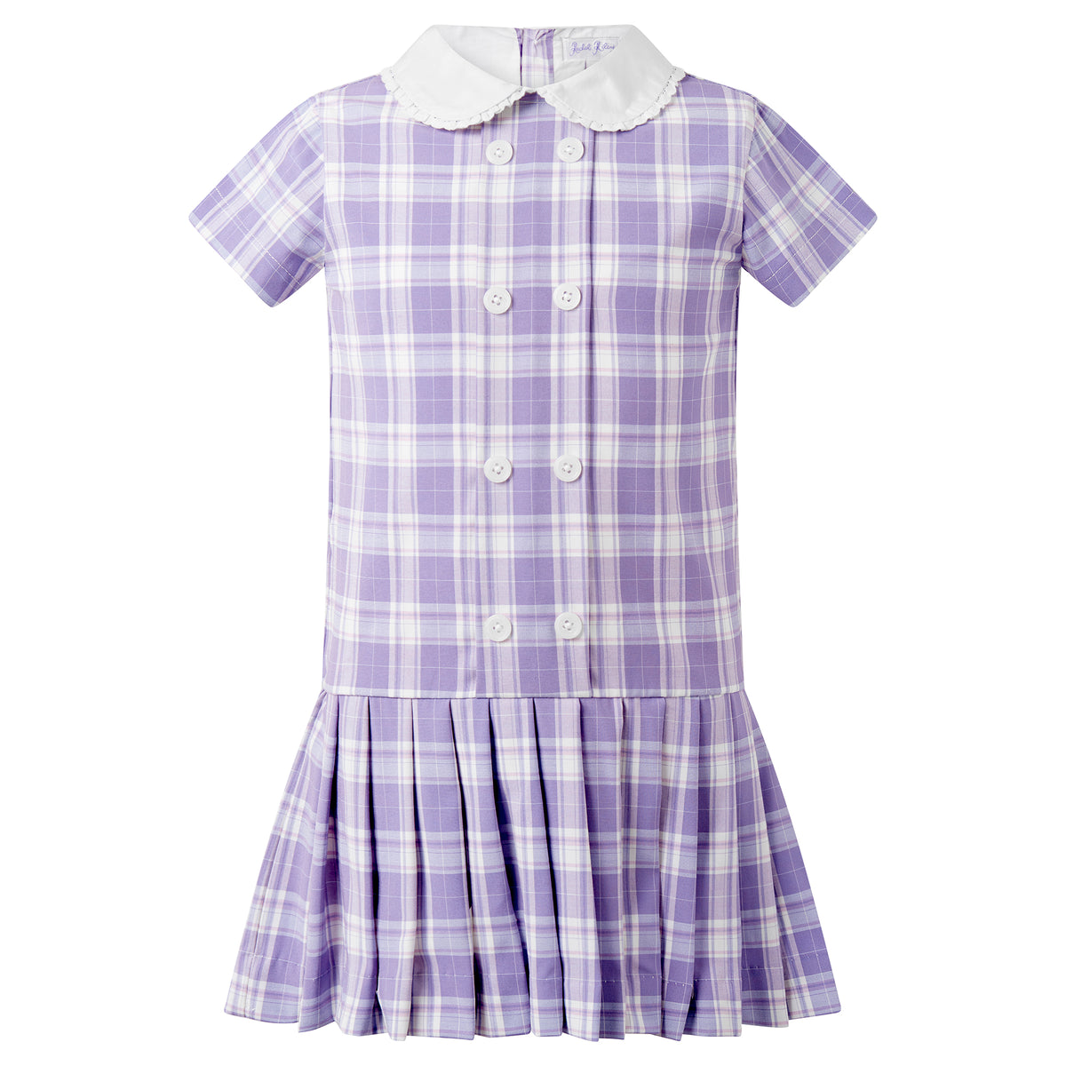 Purple Check Pleated Dress