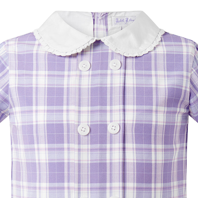 Purple Check Pleated Dress