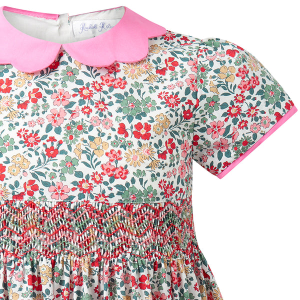 Petal Collar Floral Smocked Dress