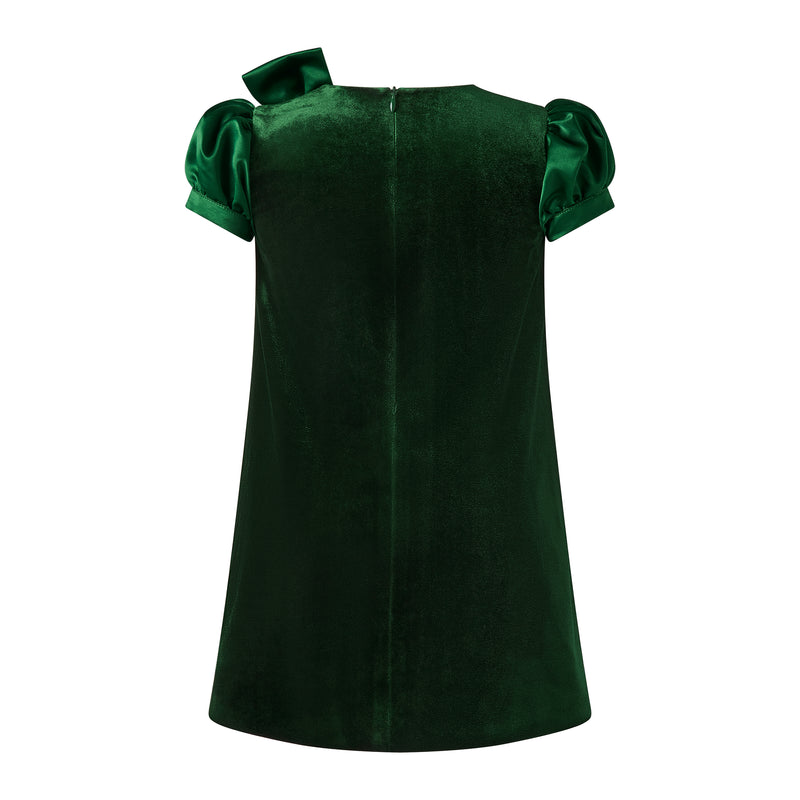 Bow Shoulder Velvet Dress