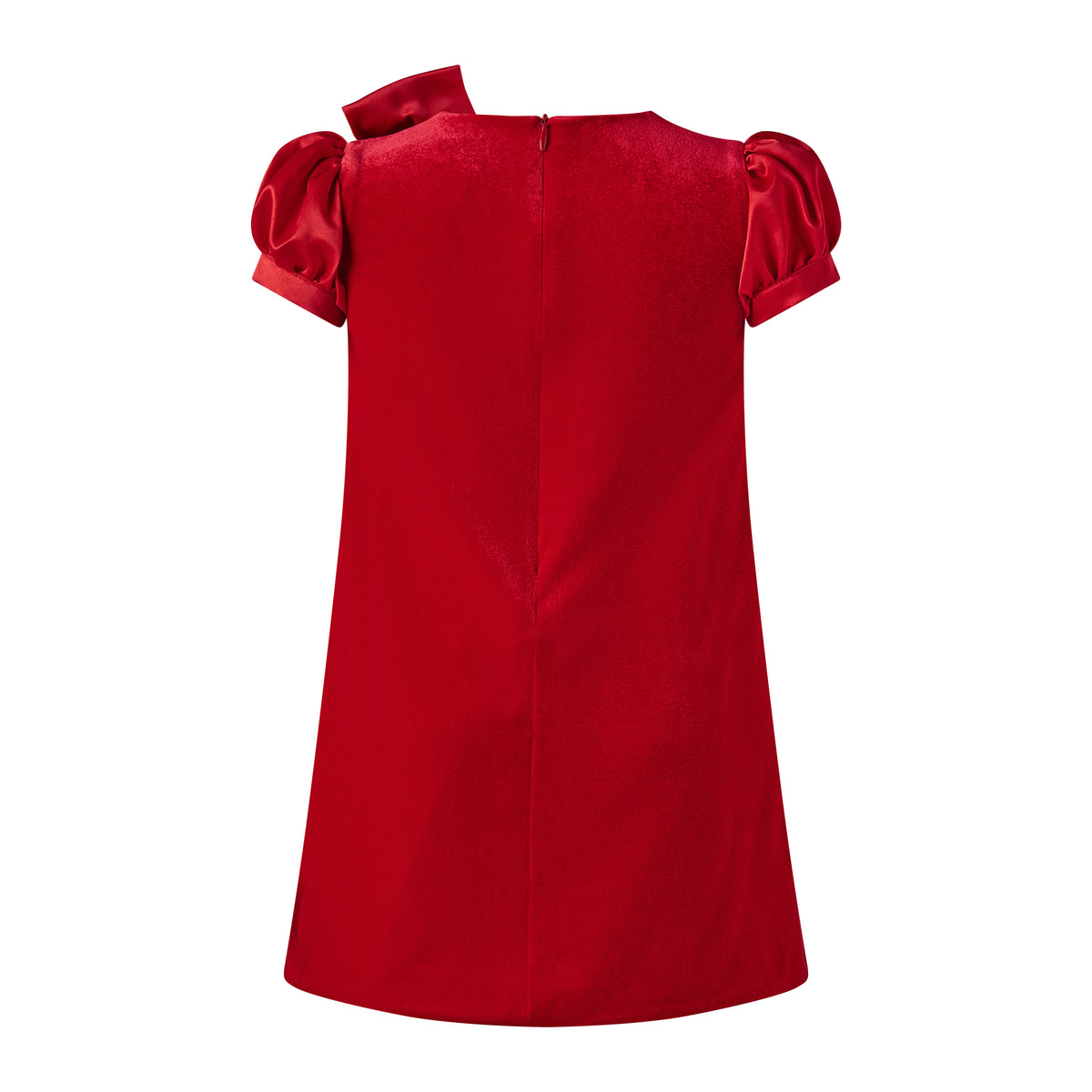 Red Bow Shoulder Velvet Dress