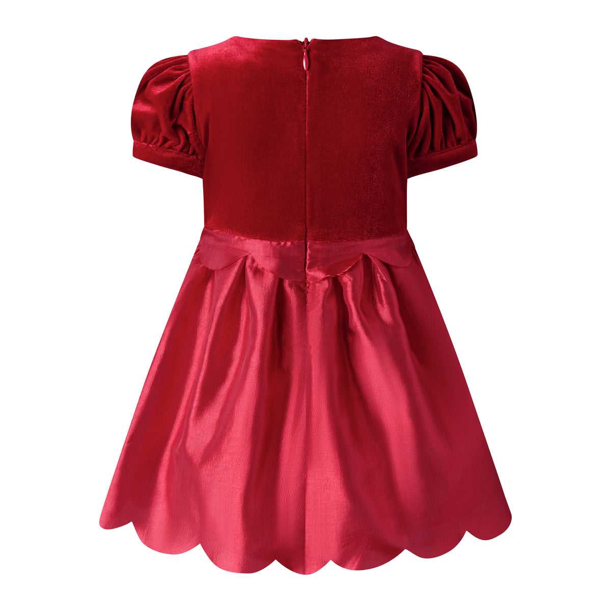 Red Taffeta Scalloped Dress