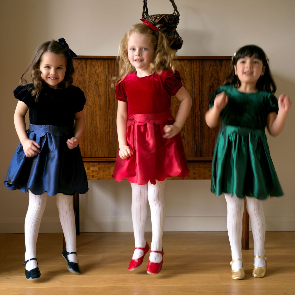 Red Taffeta Scalloped Dress