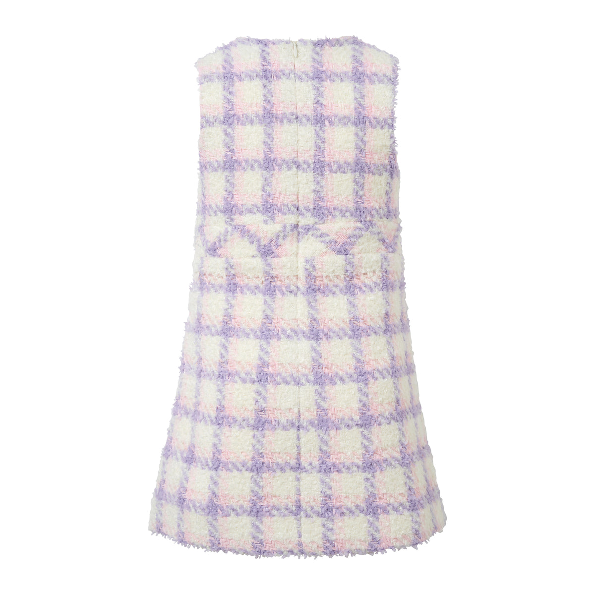 Purple Sleeveless Tweed Dress