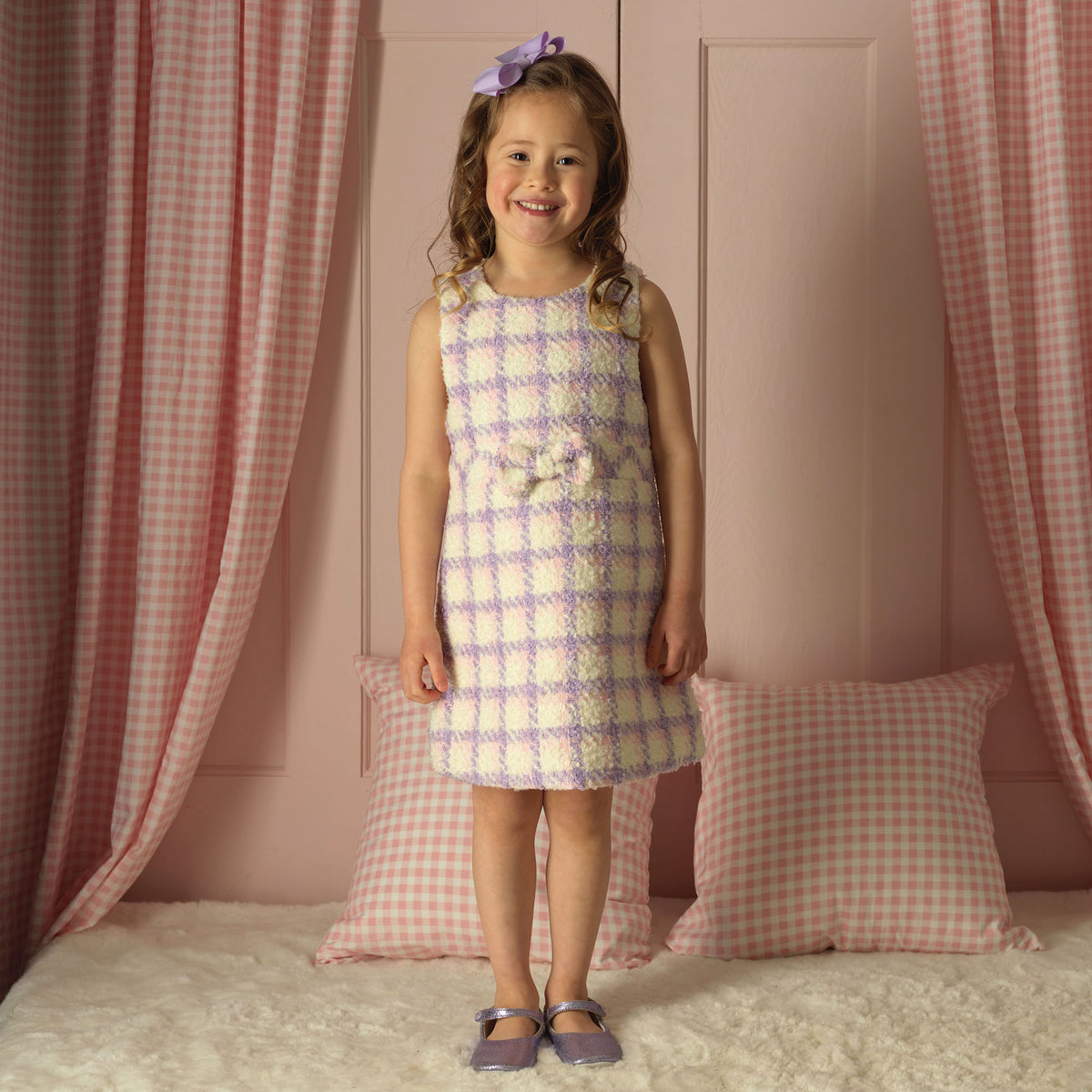 Purple Sleeveless Tweed Dress