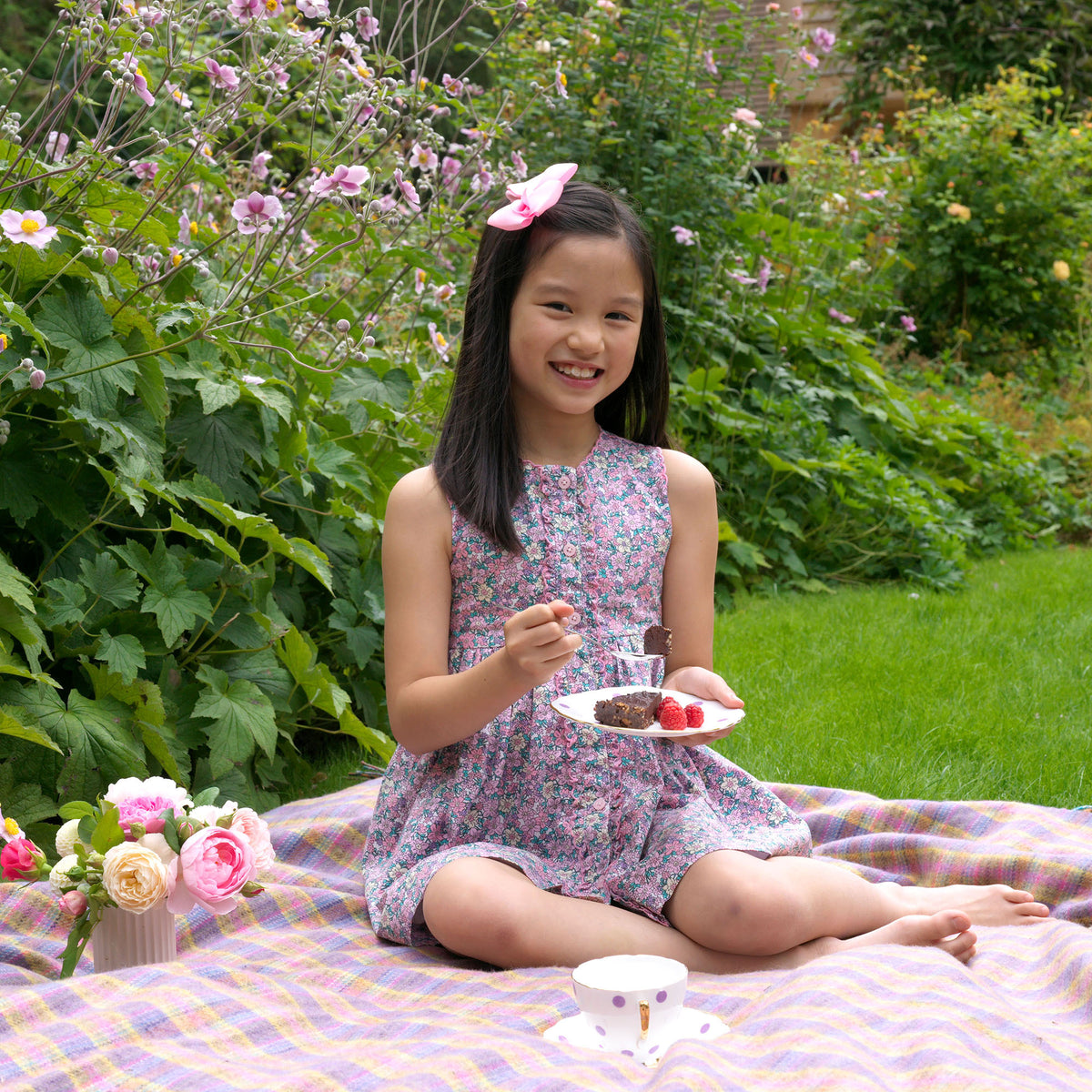Pink Floral Button-front Dress