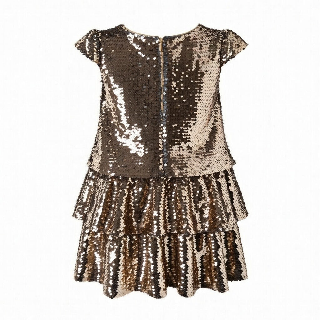 Gold Sequin Tiered Dress