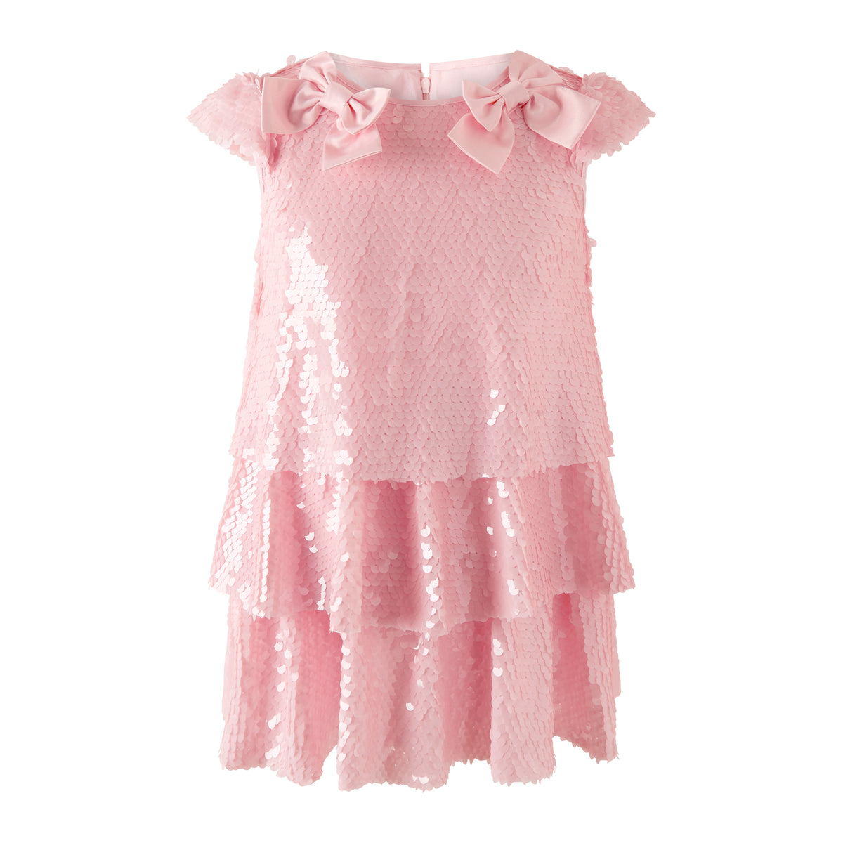 Pink Sequin Tiered Dress