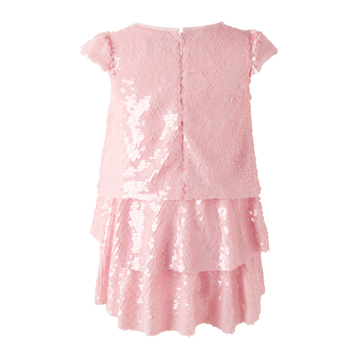 Pink Sequin Tiered Dress