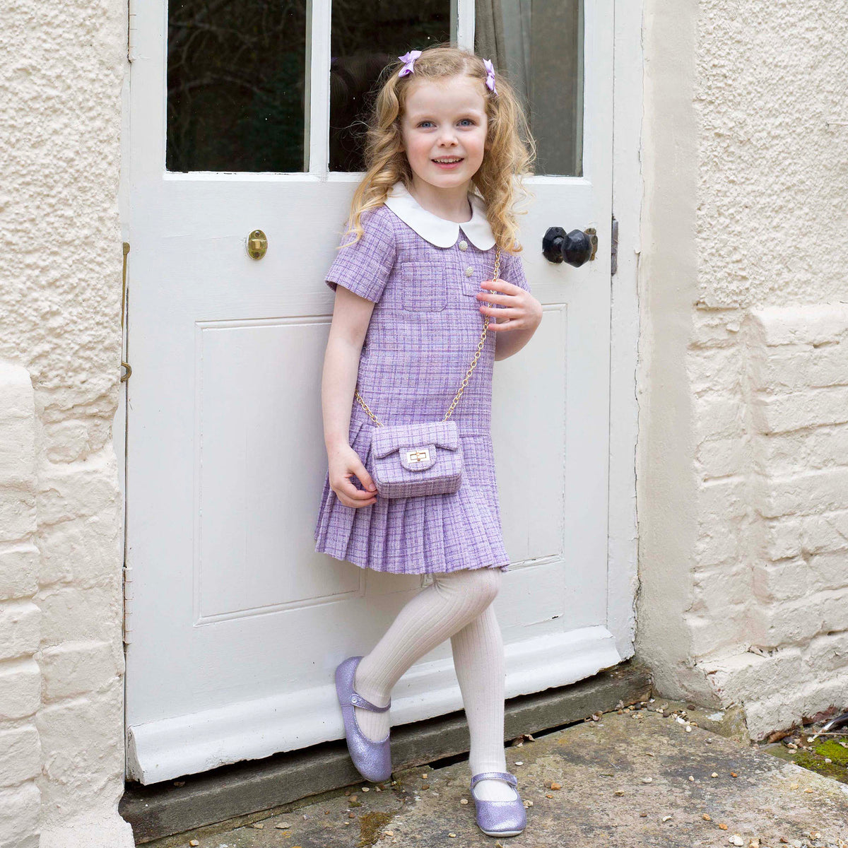 Peter Pan Collar Tweed Dress