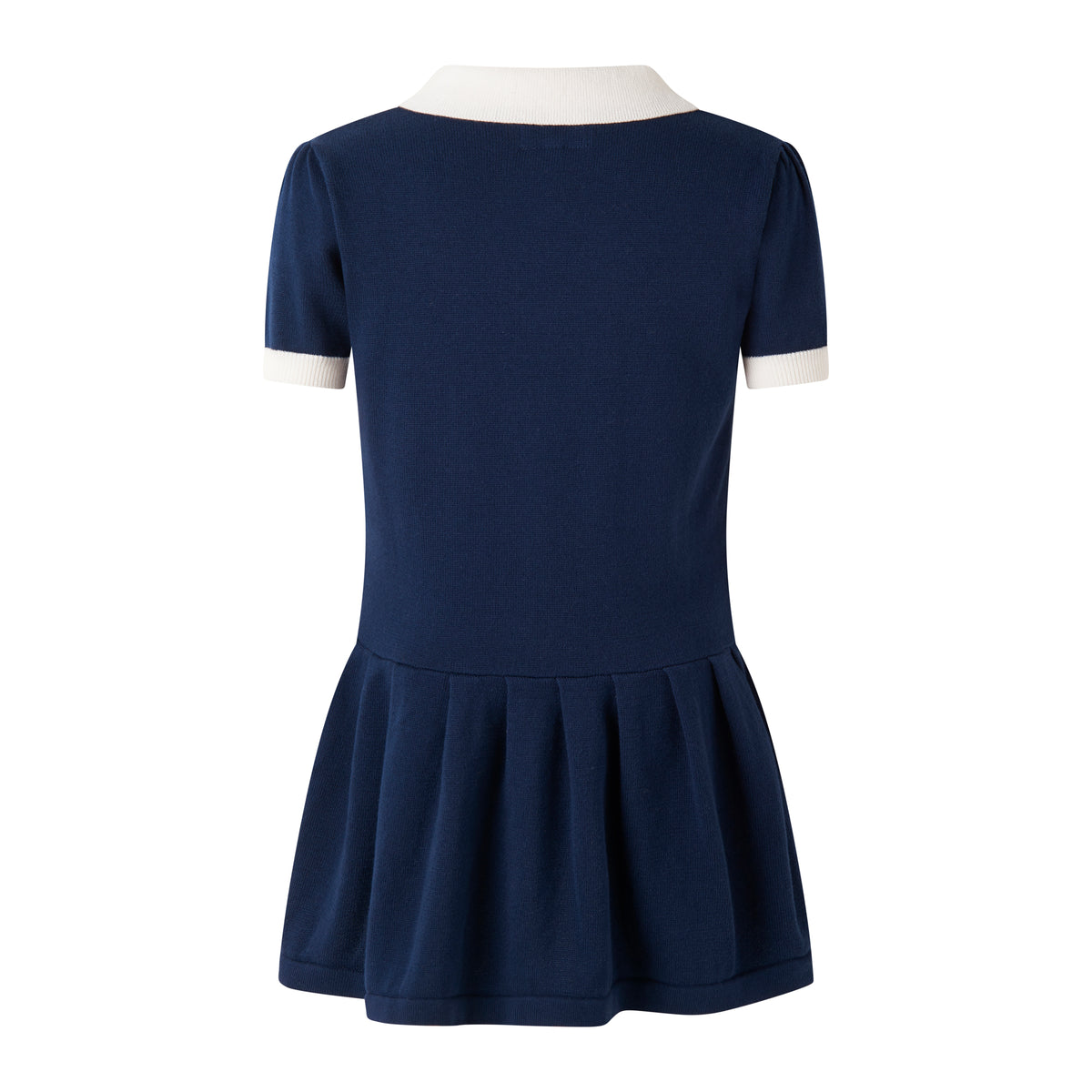 Navy Knit Pleated Dress