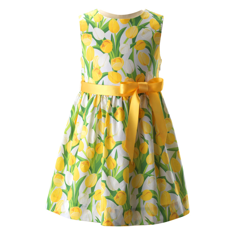 Yellow Tulip Sash Dress