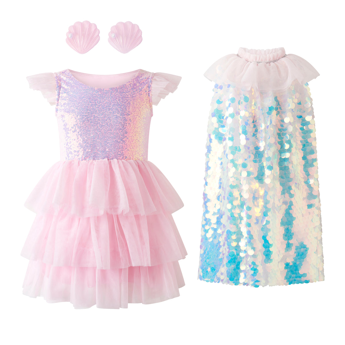 Glitter Tutu Dress, Cape and Hair Clip