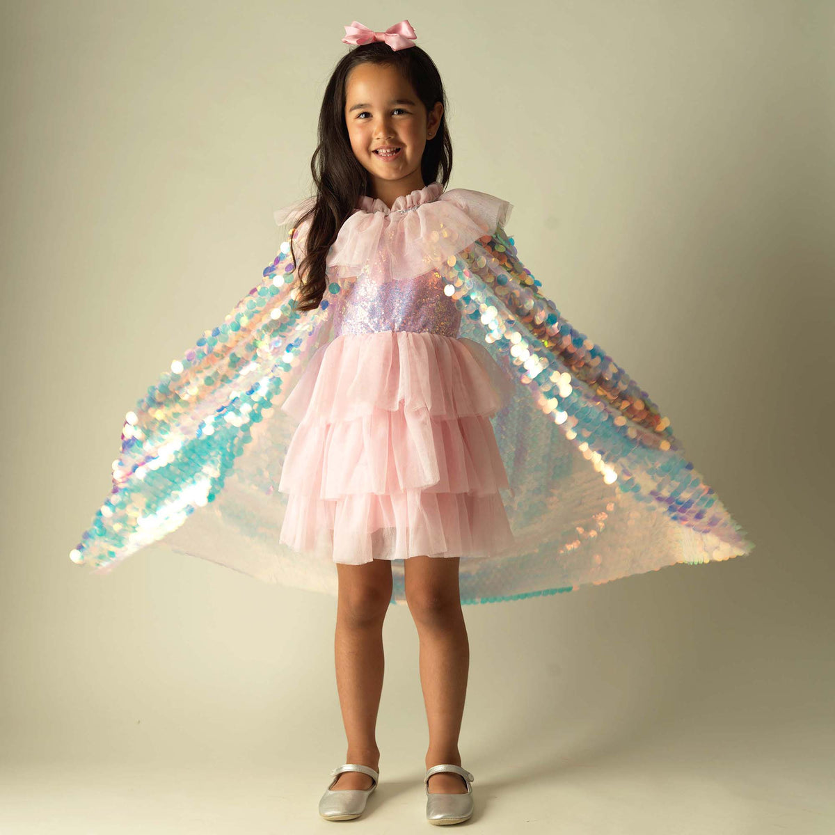 Glitter Tutu Dress, Cape and Hair Clip
