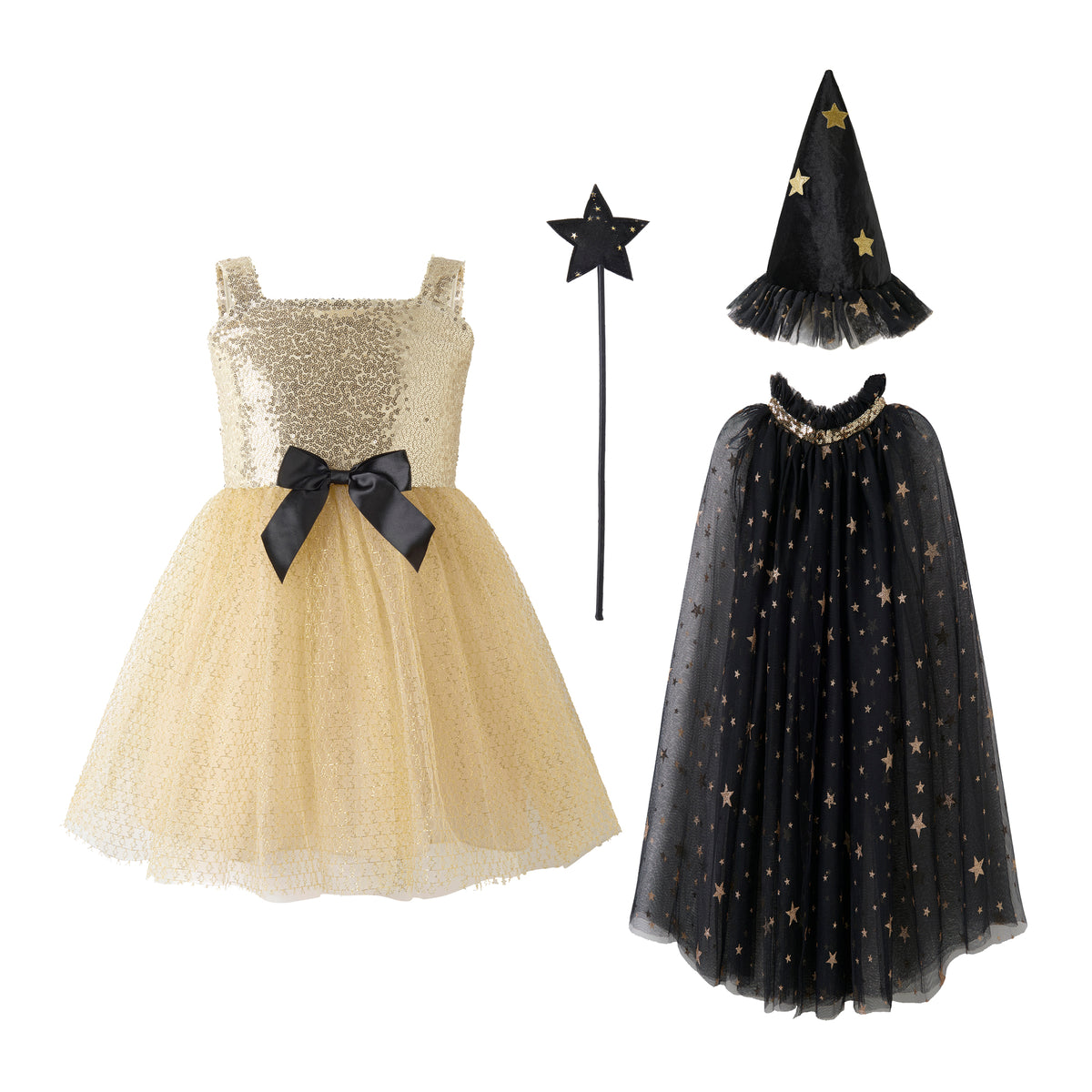 Witch Dress, Cape, Hat and Wand