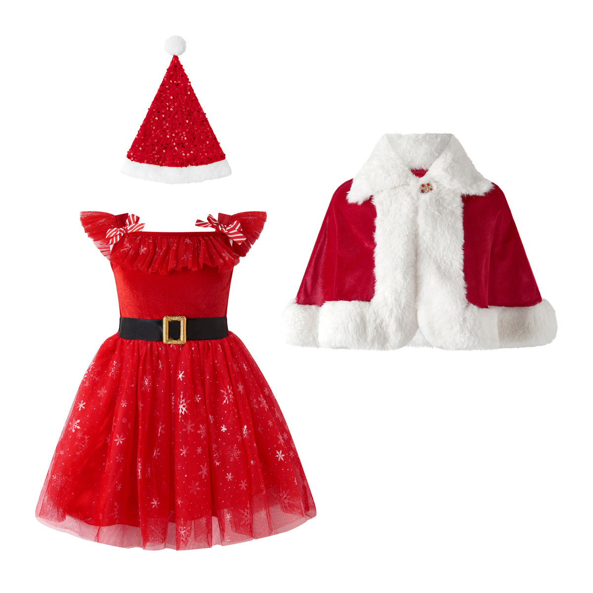 Santa Dress, Cape and Hat Set