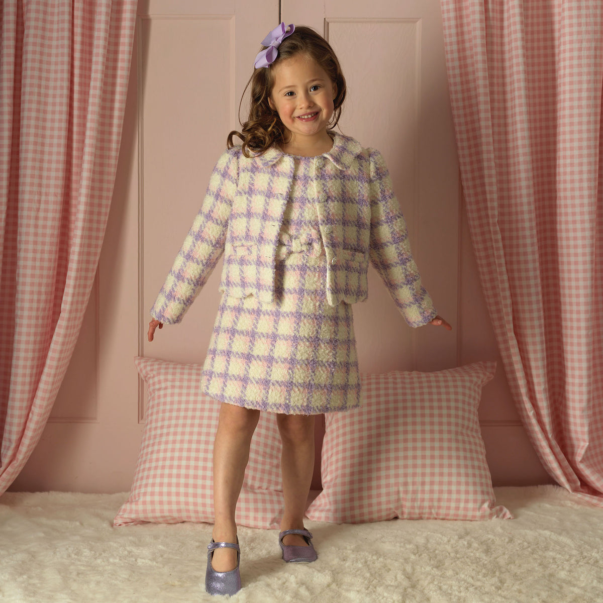 Purple Tweed Scalloped Jacket