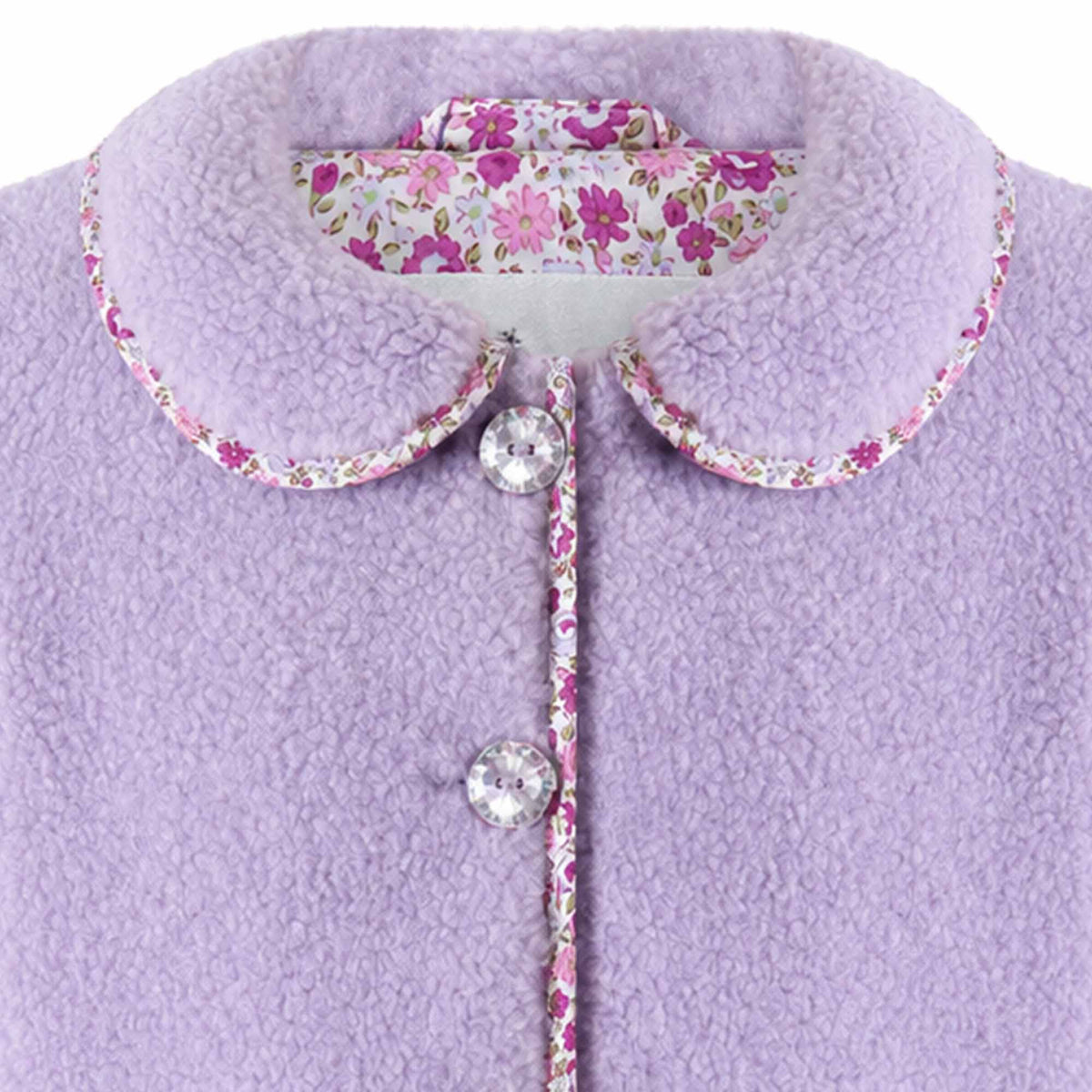Purple Shearling Floral Trim Jacket