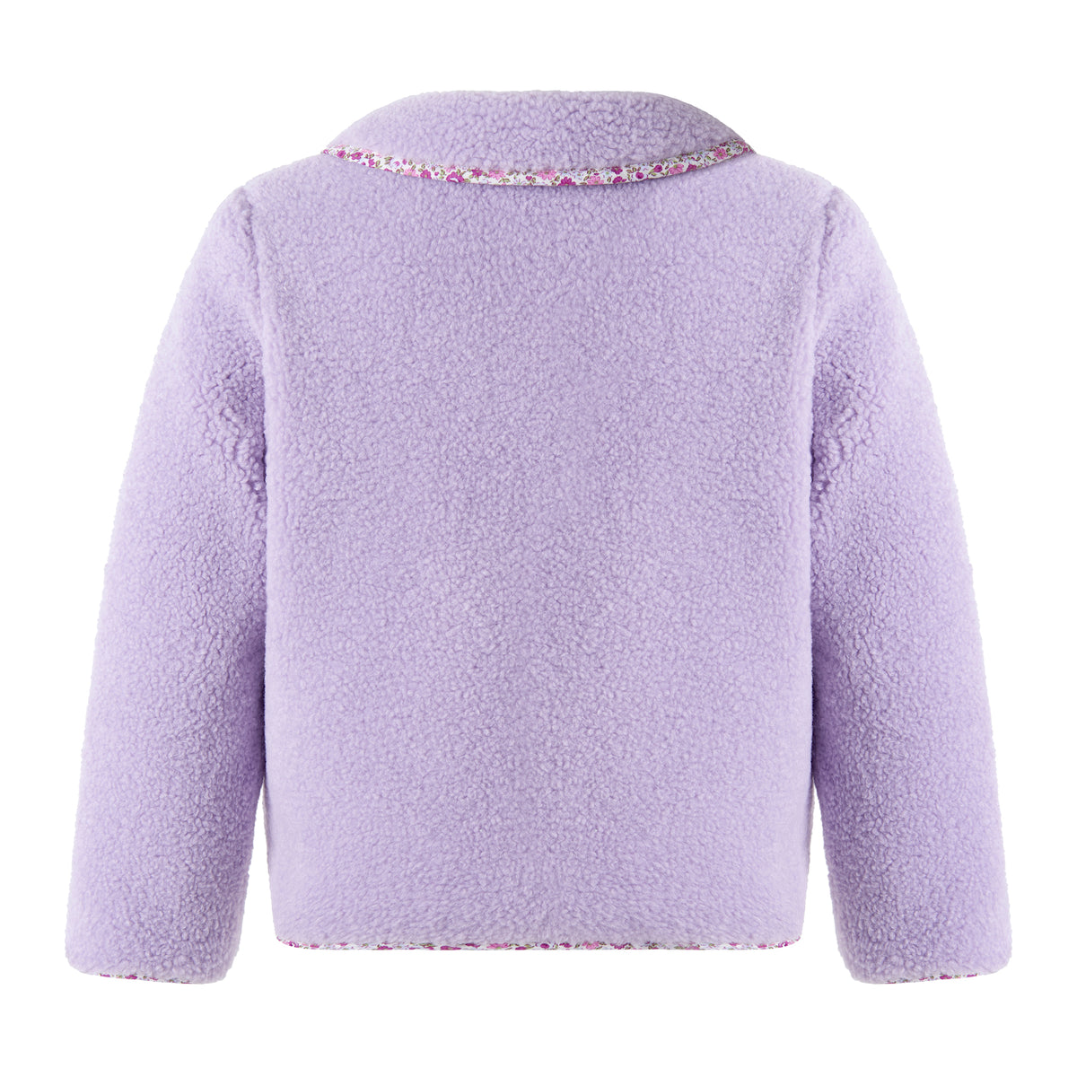 Purple Shearling Floral Trim Jacket