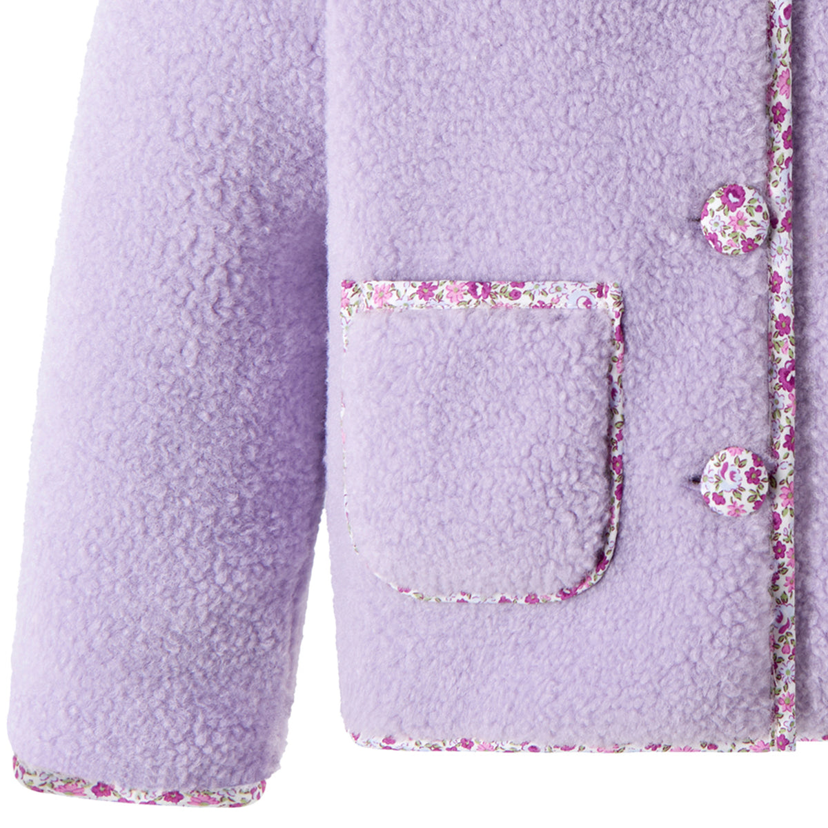 Purple Shearling Floral Trim Jacket