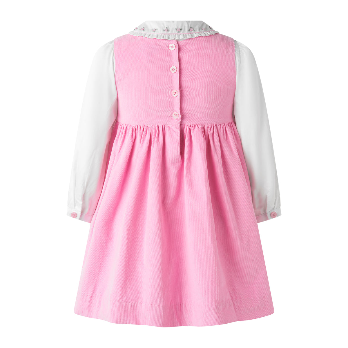 Rose Smocked Babycord Pinafore & Blouse Set
