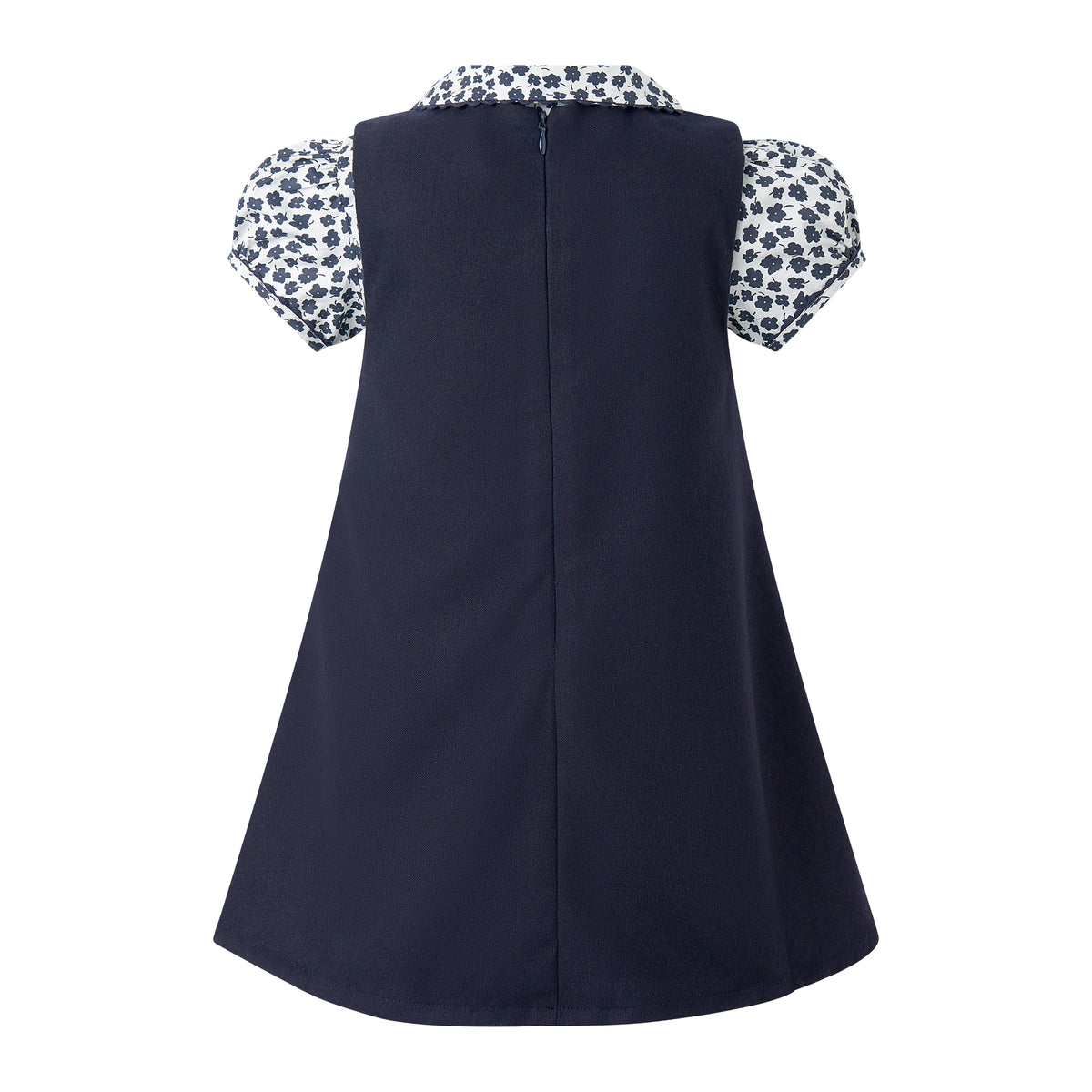 Navy Floral Blouse Pinafore Dress