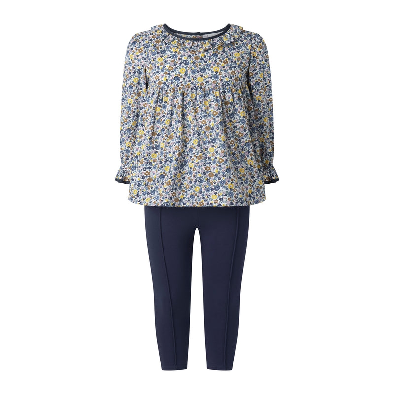 Navy Floral Blouse & Legging Set