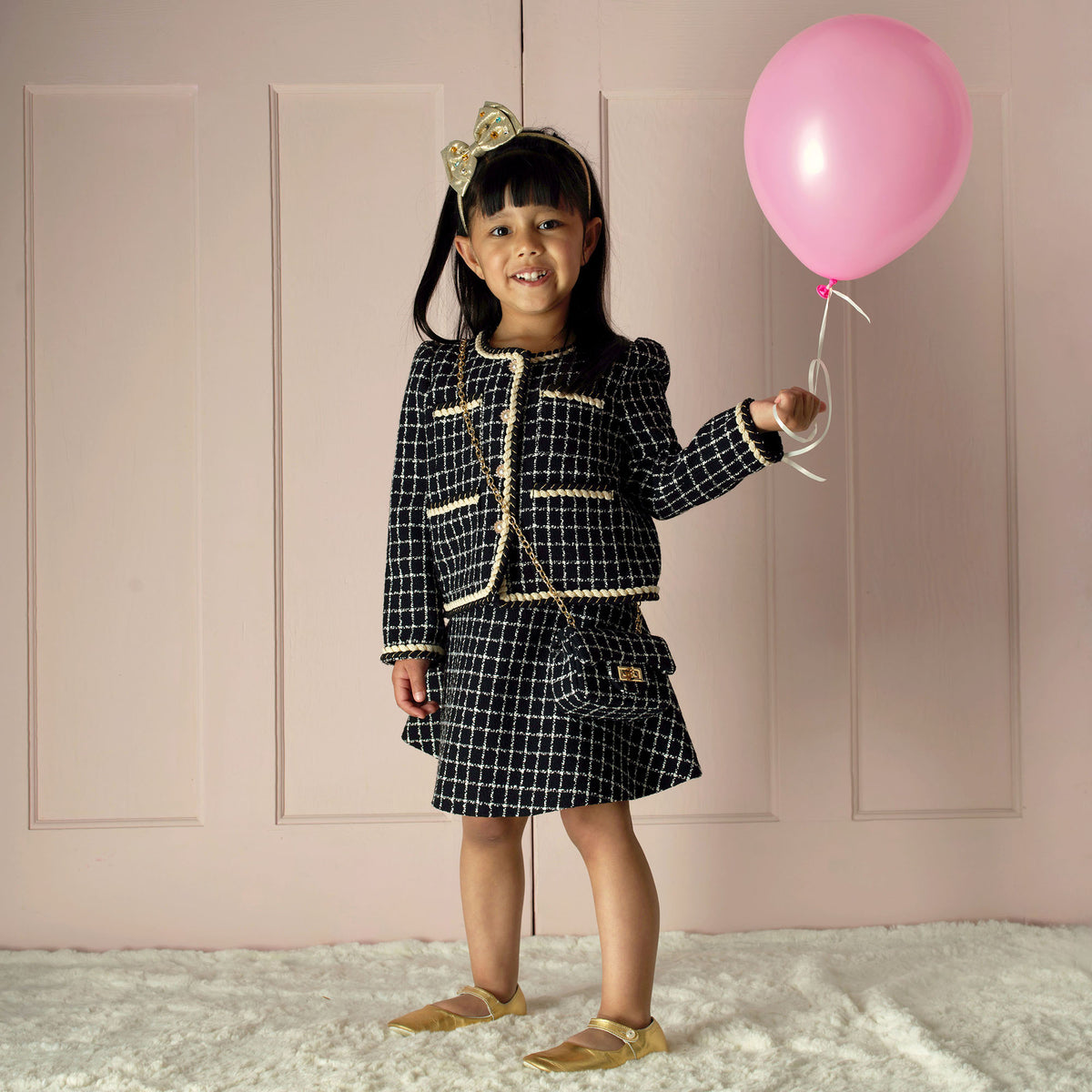 Check Tweed Jacket and Skirt Set