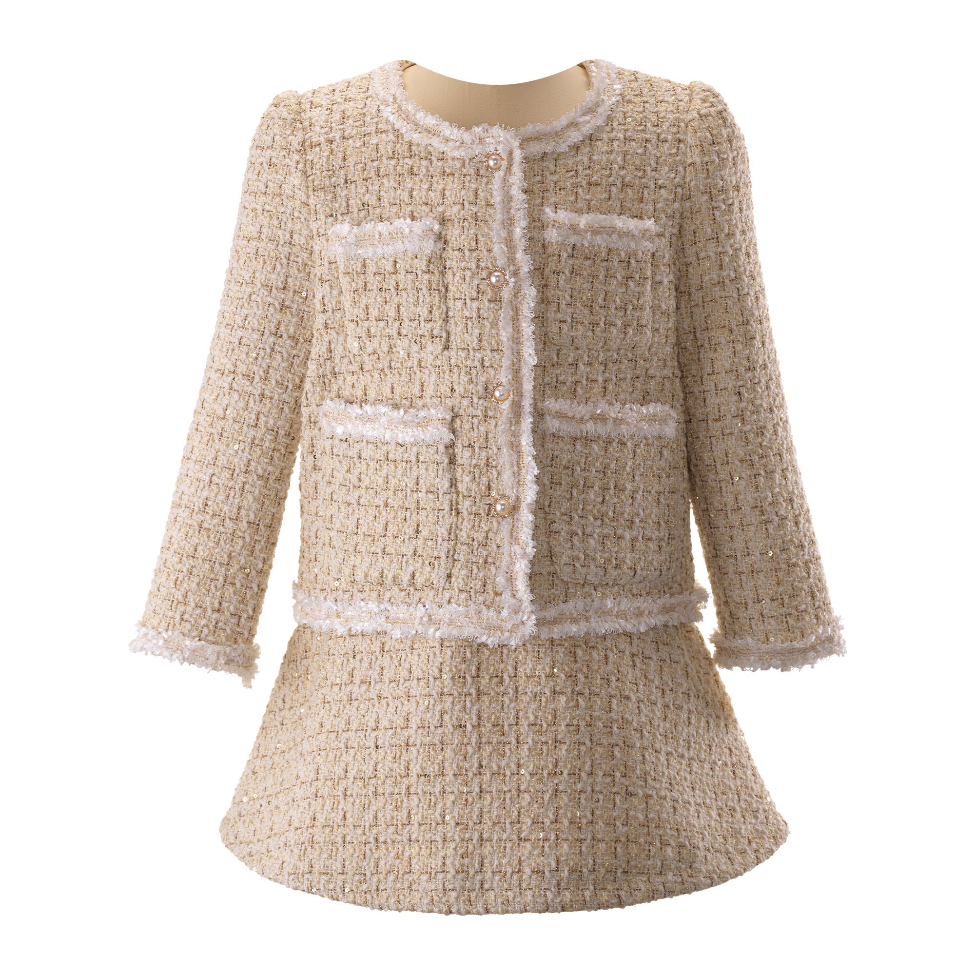 Ivory Tweed Jacket and Skirt Set