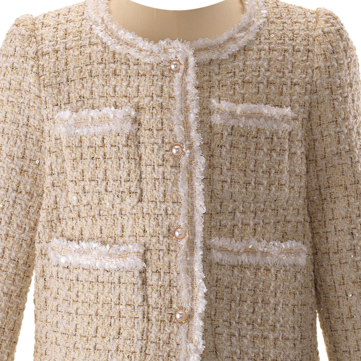 Ivory Tweed Jacket and Skirt Set