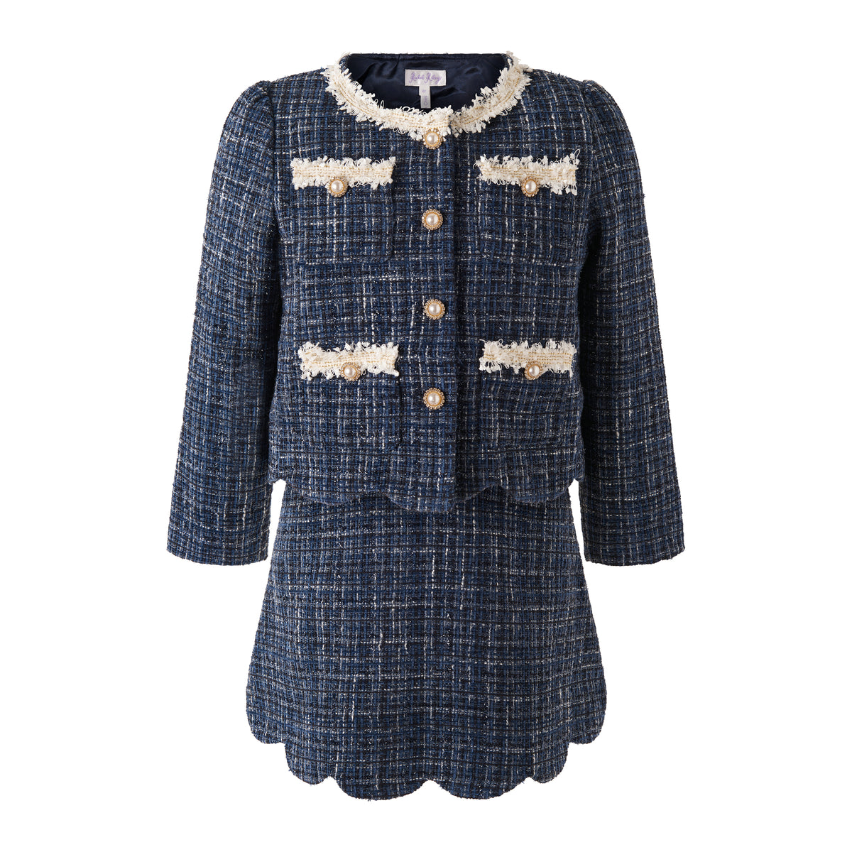 Navy Tweed Skirt Set