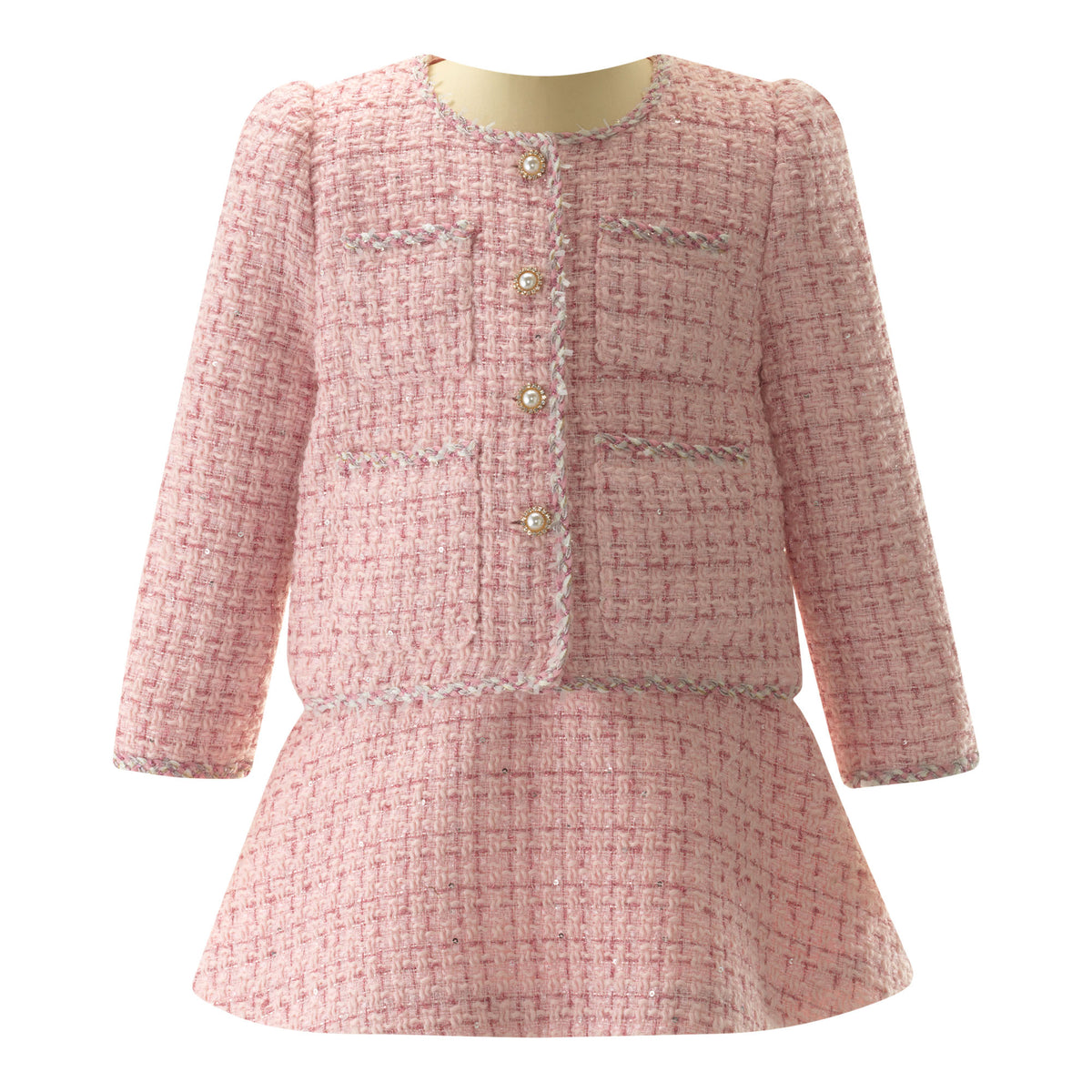 Pink Tweed Jacket and Skirt Set