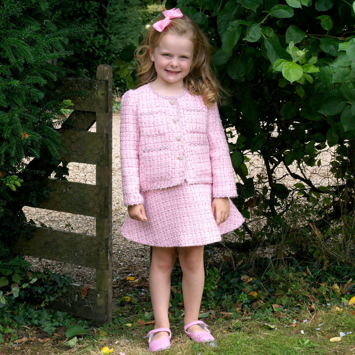 Pink Tweed Jacket and Skirt Set