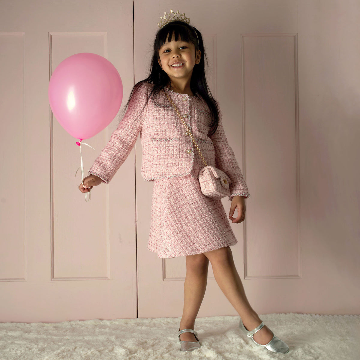 Pink Tweed Jacket and Skirt Set
