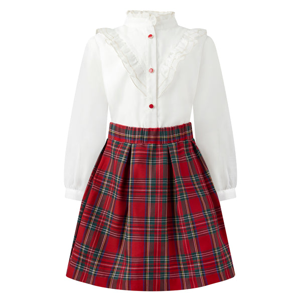Tartan Skirt & Blouse Set