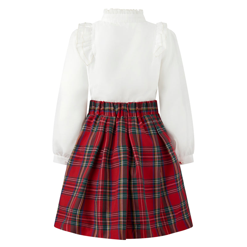 Tartan Skirt & Blouse Set