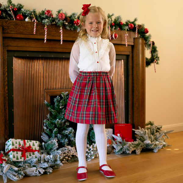 Tartan Skirt & Blouse Set