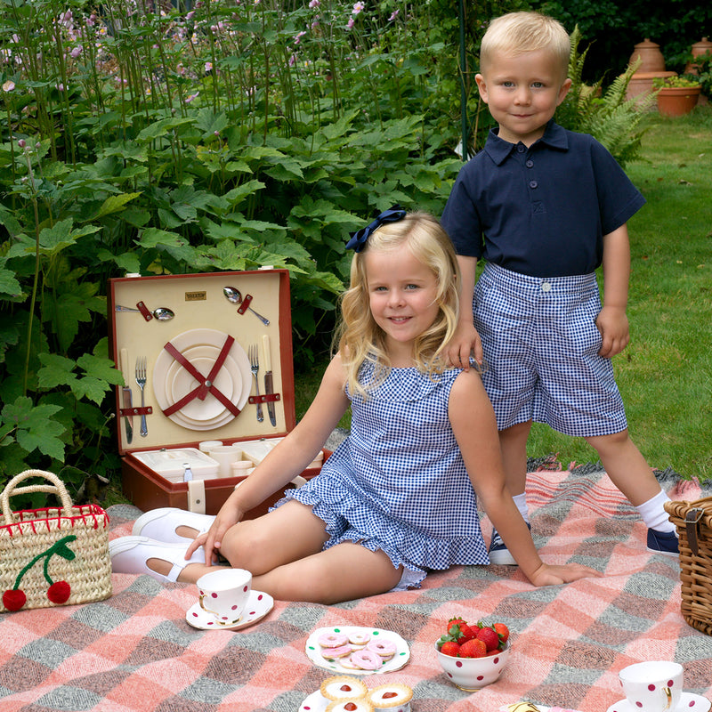Navy Gingham Shorts