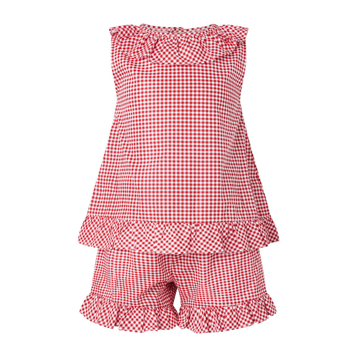 Red Gingham Frill Top & Short Set