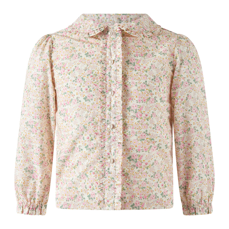 Floral Blouse Cord Pinafore Set